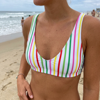 Candy Stripe taaskasutatud polsterdatud bikiinitopp