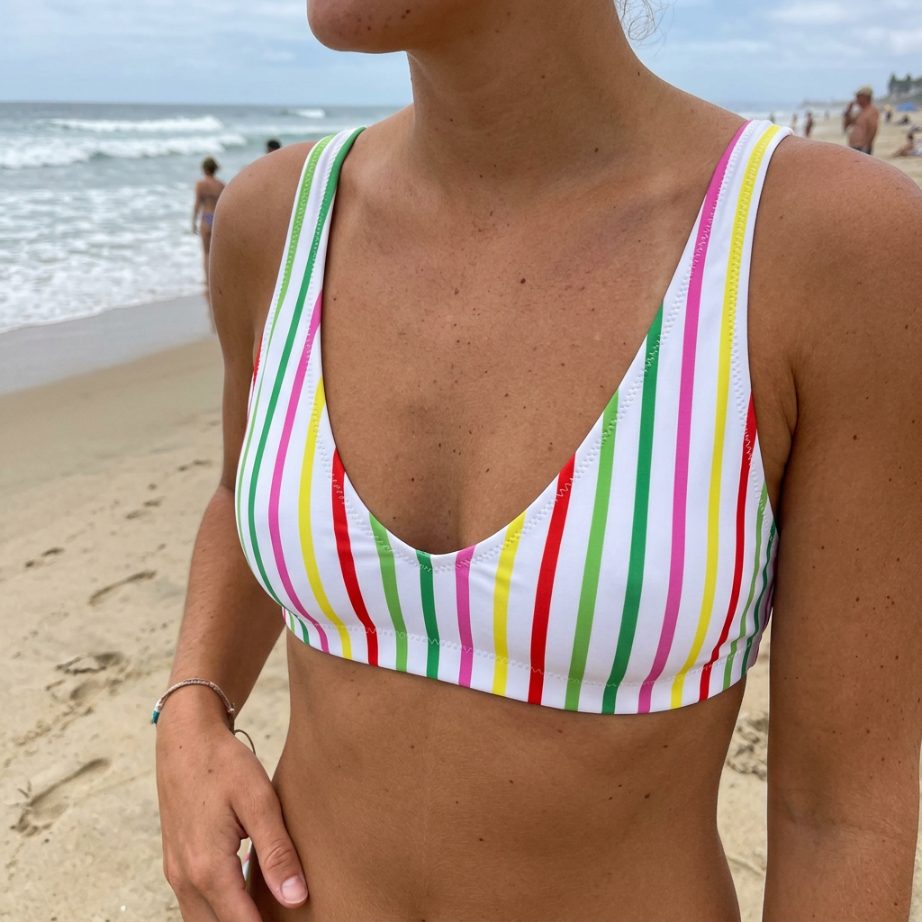 Candy Stripe taaskasutatud polsterdatud bikiinitopp