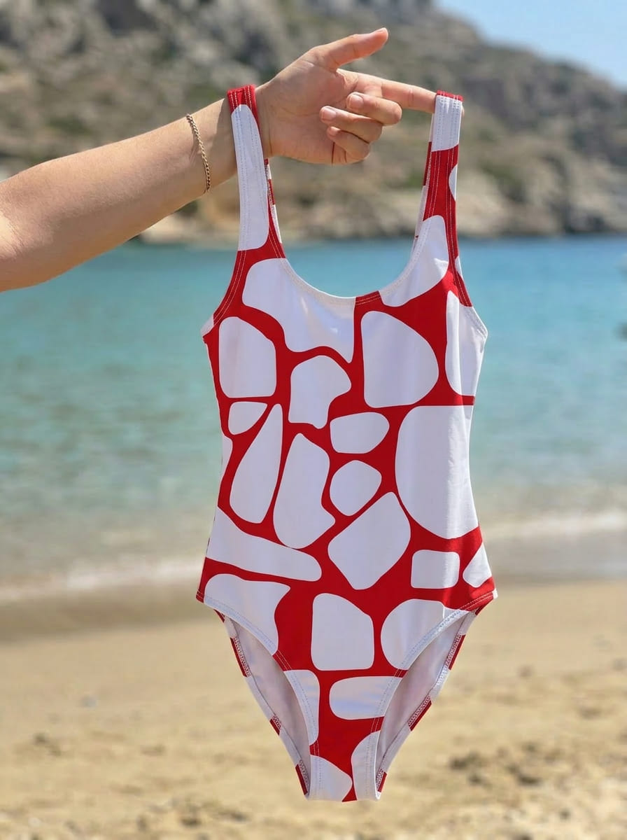 Coral Mosaic One-Piece Swimsuit
