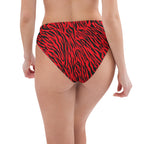 Crimson Zebra Recycled High-Waisted Bikini Bottom
