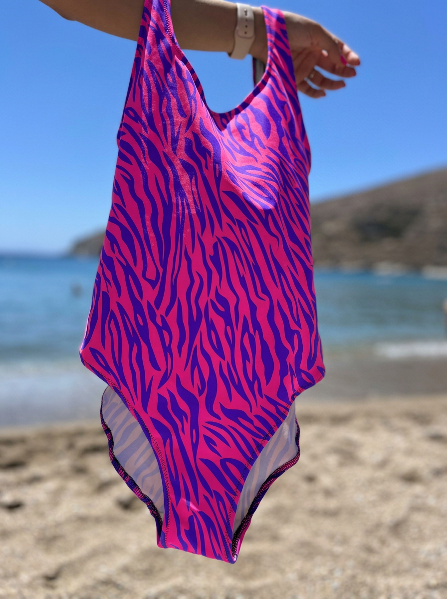 Electric Zebra One-Piece Swimsuit