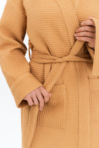 Long Waffle Fabric Robe for Women
