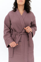 Long Waffle Fabric Robe for Women