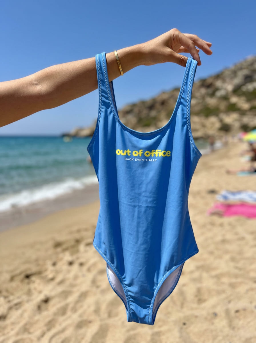 Out of Office One-Piece Swimsuit in Sky Blue