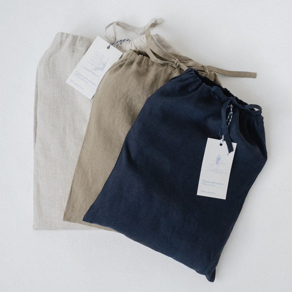 Linen Fern Pyjama Set - Black