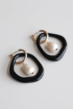 Rozenthal Arp Pearl and Porcelain Hoops - Black