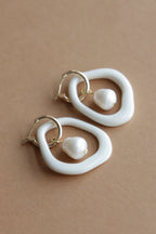 Rozenthal Arp Pearl and Porcelain Hoops - White, photo 8