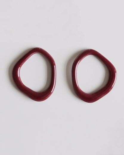 Arp Pearl and Porcelain Hoops- Burgundy