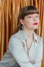Rozenthal Arp Pearl and Porcelain Hoops - White, photo 5