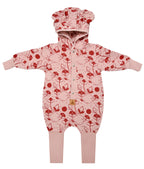 Baby Jumpsuit with Hood - Lilies on Pink