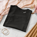 Embroidered Collar Organic Cotton T-shirt "Mom"