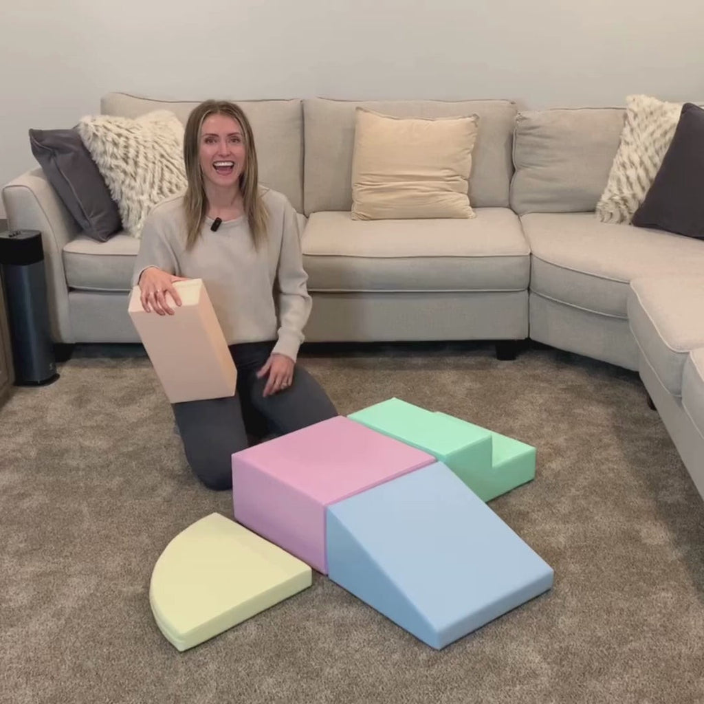 Soft Play 5 Foam Block Set - Light Pastel Corner Climber
