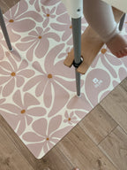 Kids Mealtime Floor Mat, Non-Slip & Waterproof - Daisy Pink