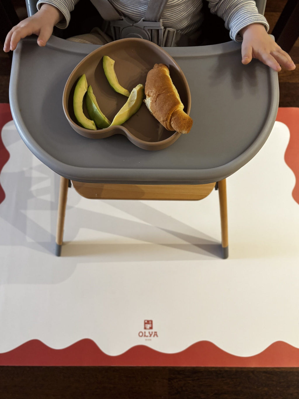 Kids Mealtime Floor Mat, Non-Slip & Waterproof - Red Frame