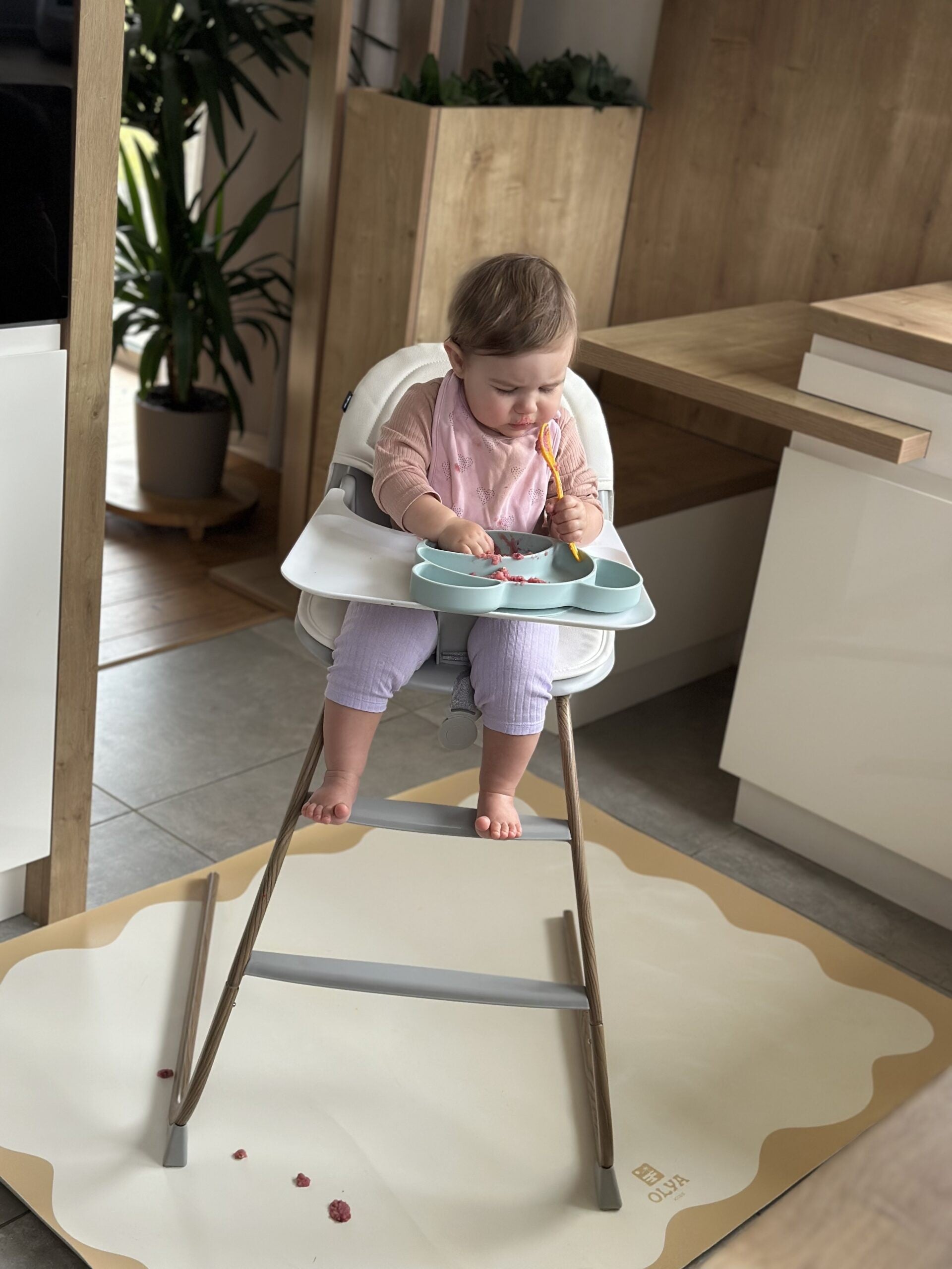 Kids Mealtime Floor Mat, Non-Slip & Waterproof - Yellow Frame