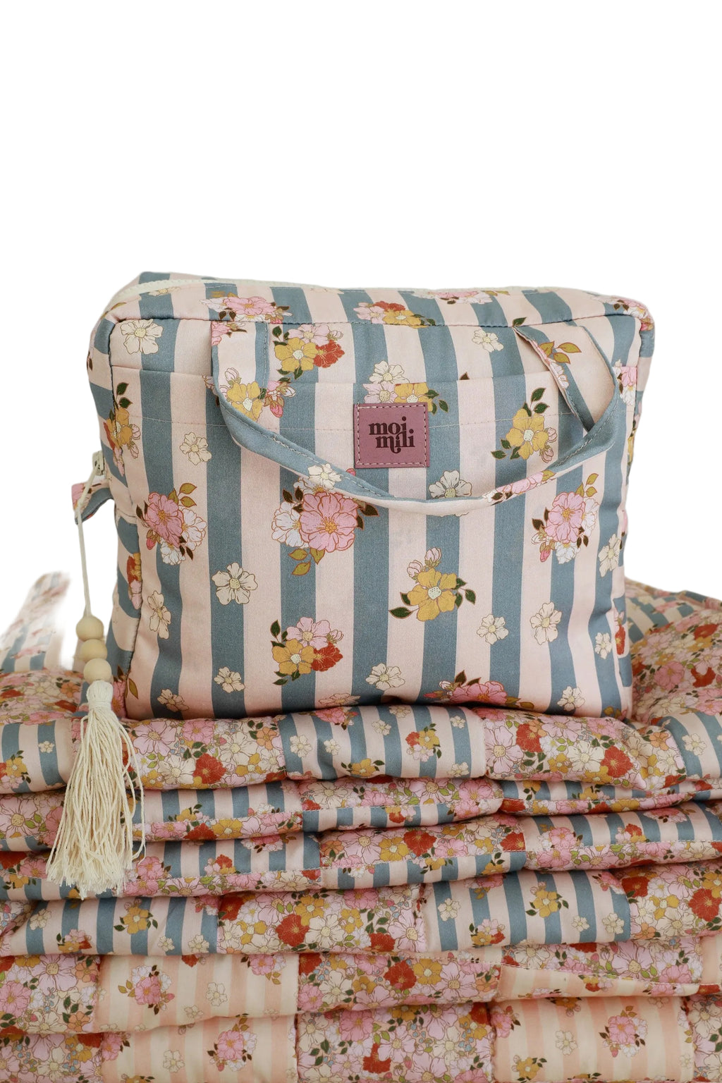 Large Make-Up Bag - Blue Stripes