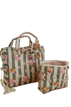 Make-Up Bag Set of 2 - Green Striped