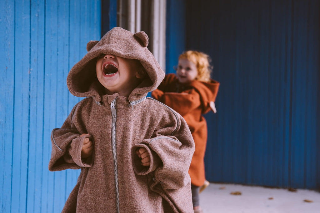 Merino Wool Car Poncho For Kids - Bear