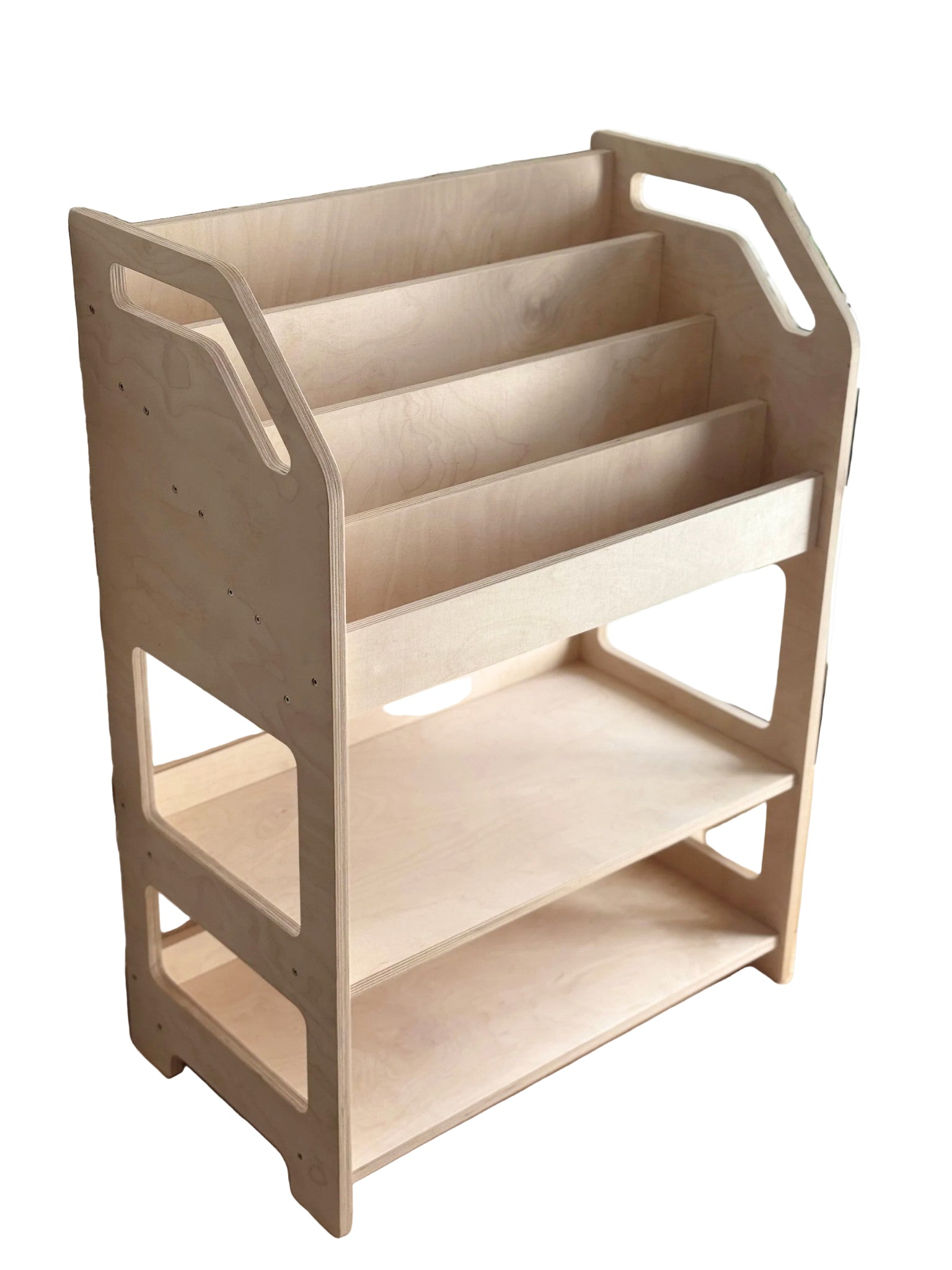Montessori Wooden Book Display with Storage Shelf For Kids