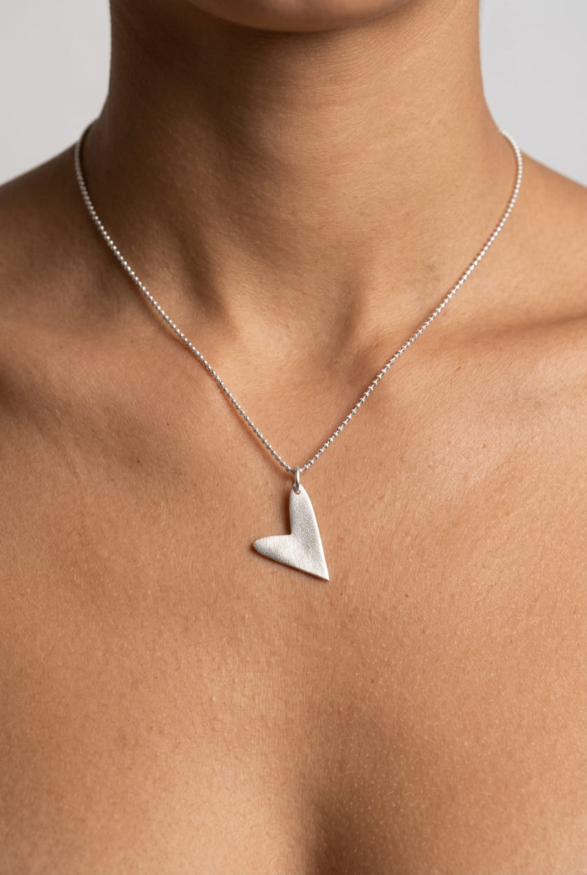 silver heart love necklace