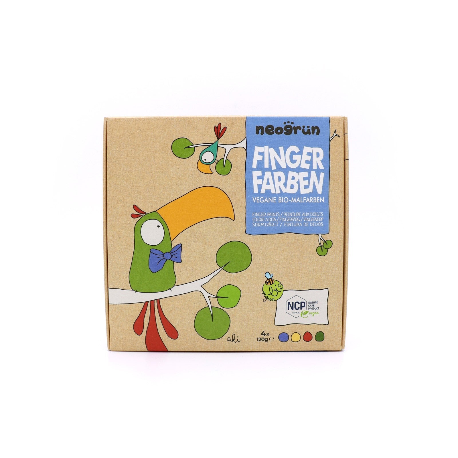 Neogrün Organic Finger Paint Set 4x120g – Blue, Yellow, Red, Green