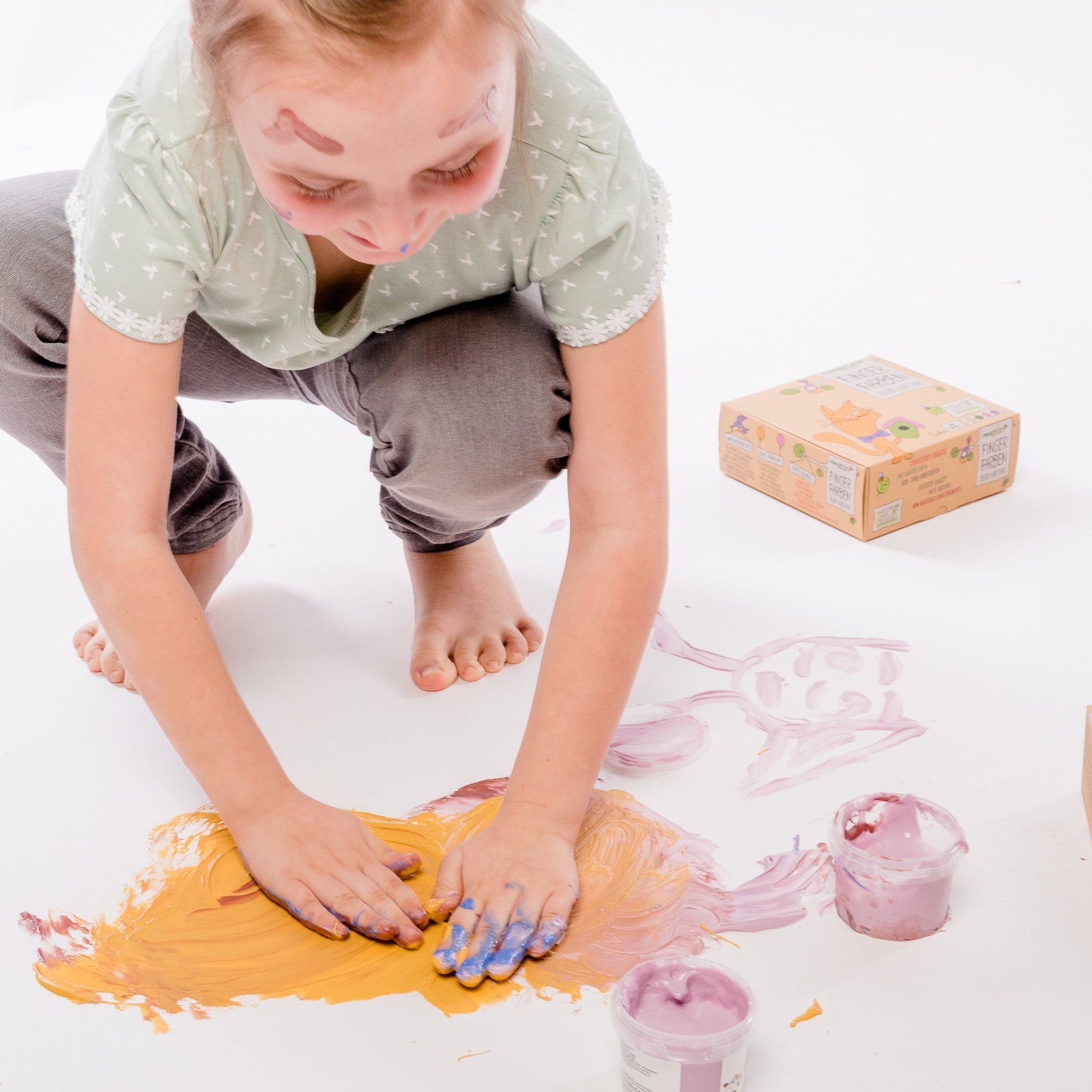 Neogrün Organic Finger Paint Set 4x120g – Yellow, Green, Pink, Violet