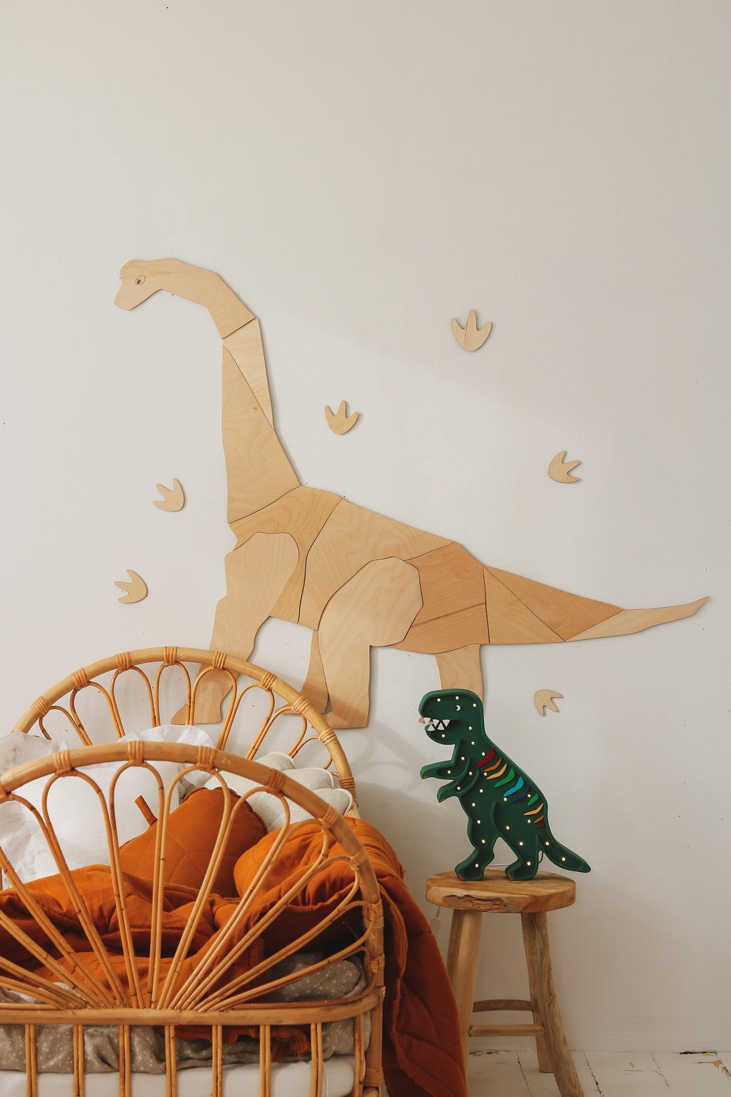 Origami Diplodocus Dinosaur – Wooden Wall Decoration, Small