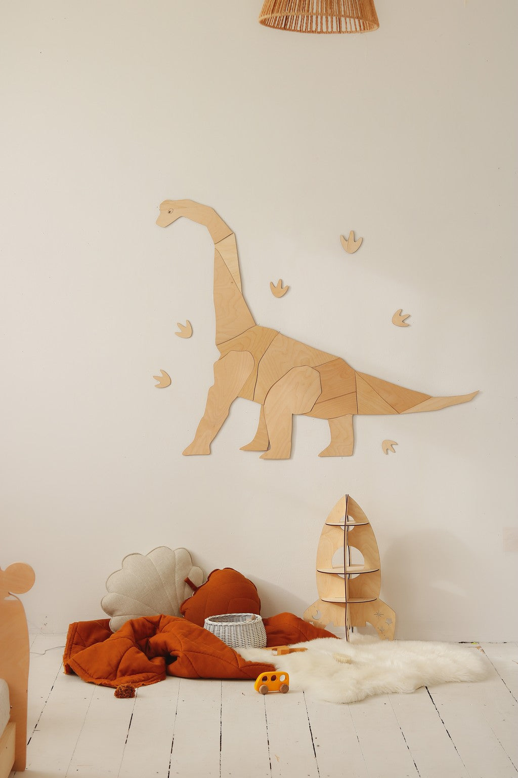 Origami Diplodocus Dinosaur – Wooden Wall Decoration, Medium