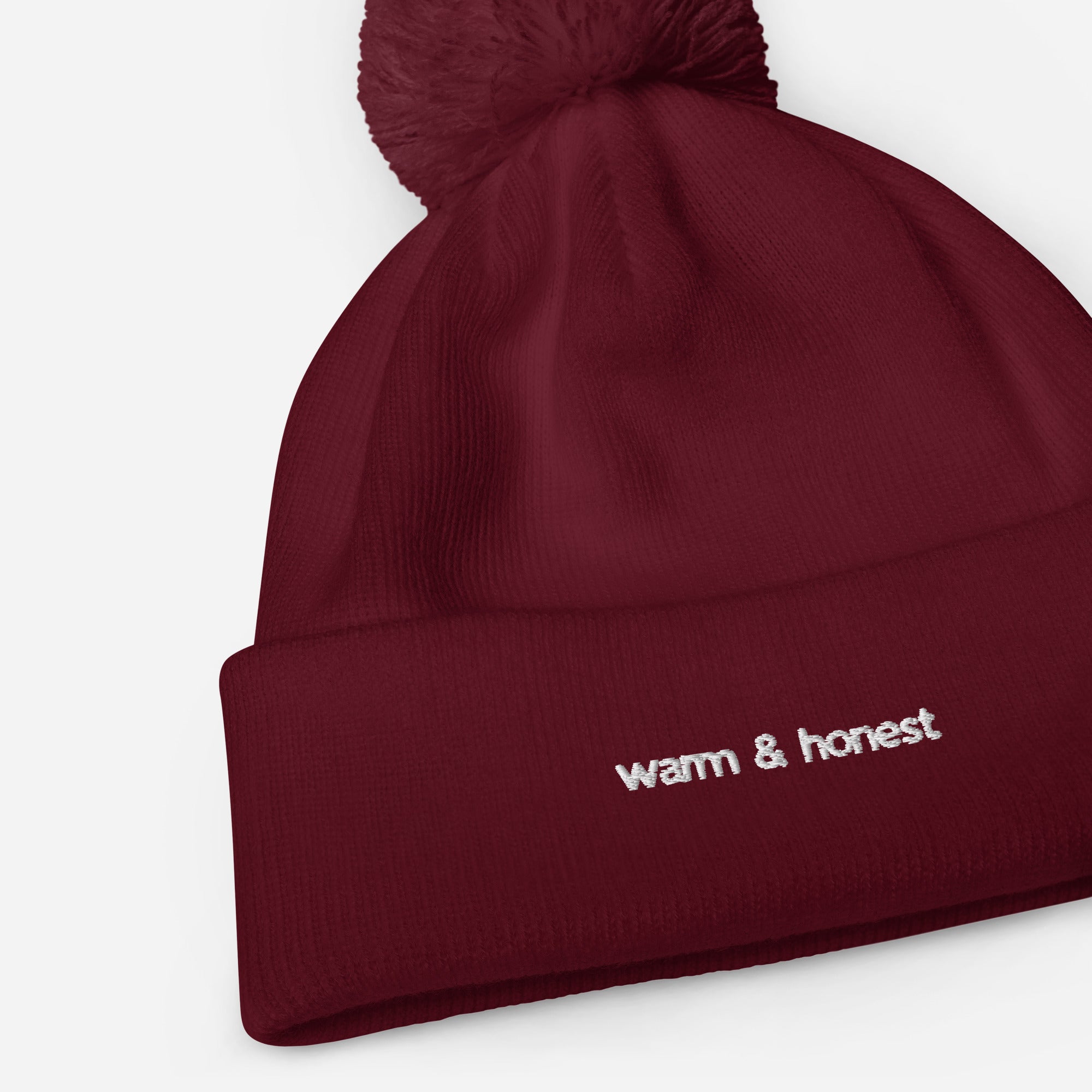 Warm & Honest — Pom-Pom Beanie | Beechfield B426 (Burgundy)