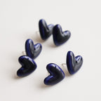 Porcelain Heart Studs -  Blue