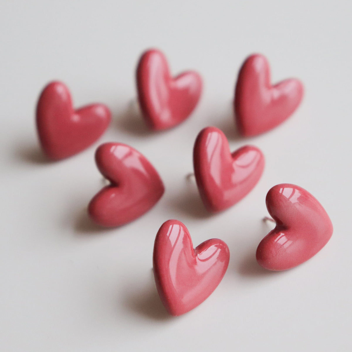 Rozenthal Porcelain Heart Studs -  Pink, photo 5