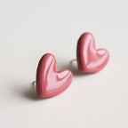 Rozenthal Porcelain Heart Studs -  Pink