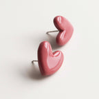 Rozenthal Porcelain Heart Studs -  Pink, photo 3
