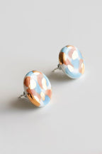 Rozenthal Porcelain Tache Studs -  Blue and Orange