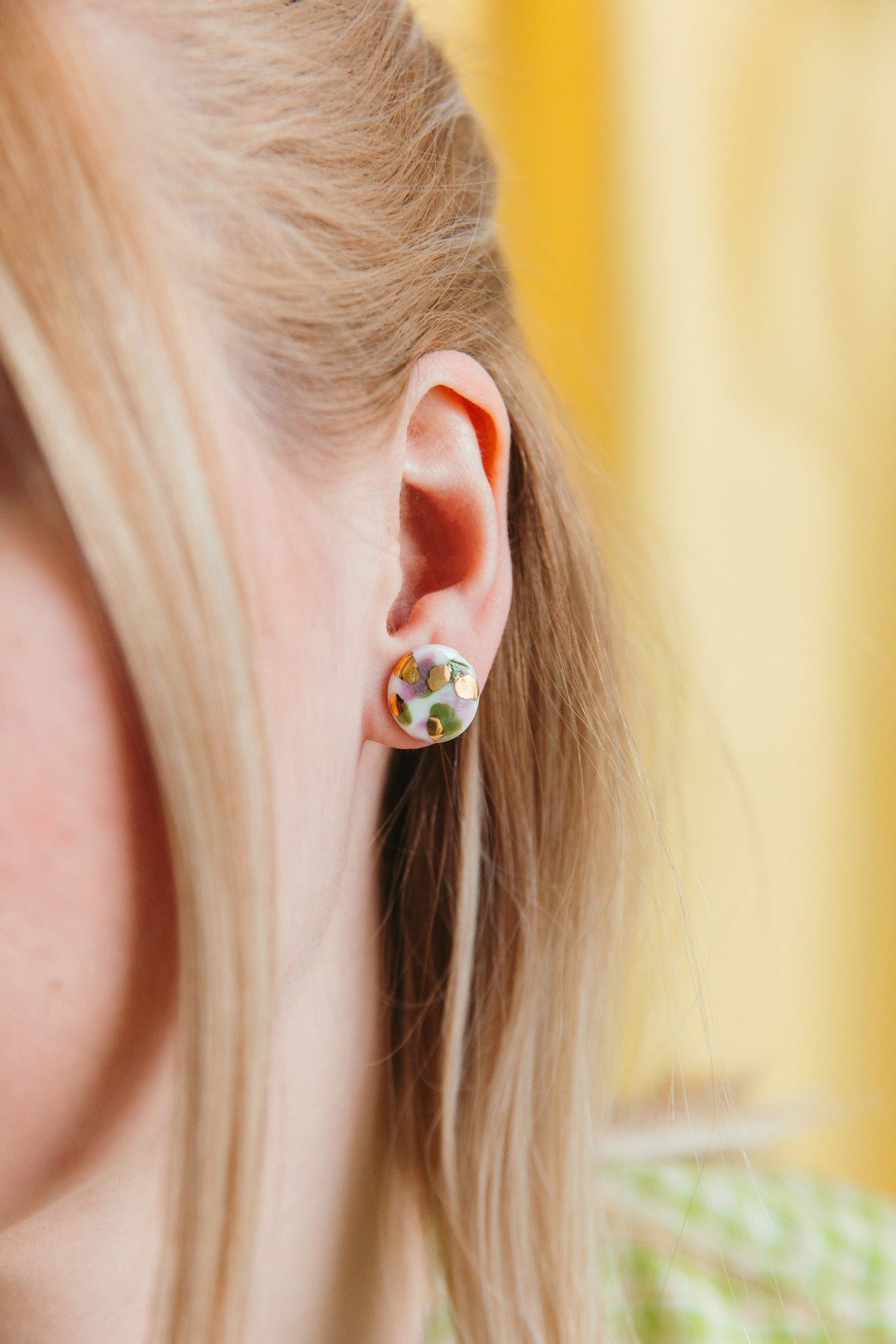 Rozenthal Porcelain Tache Studs -  Green and Violet, photo 8