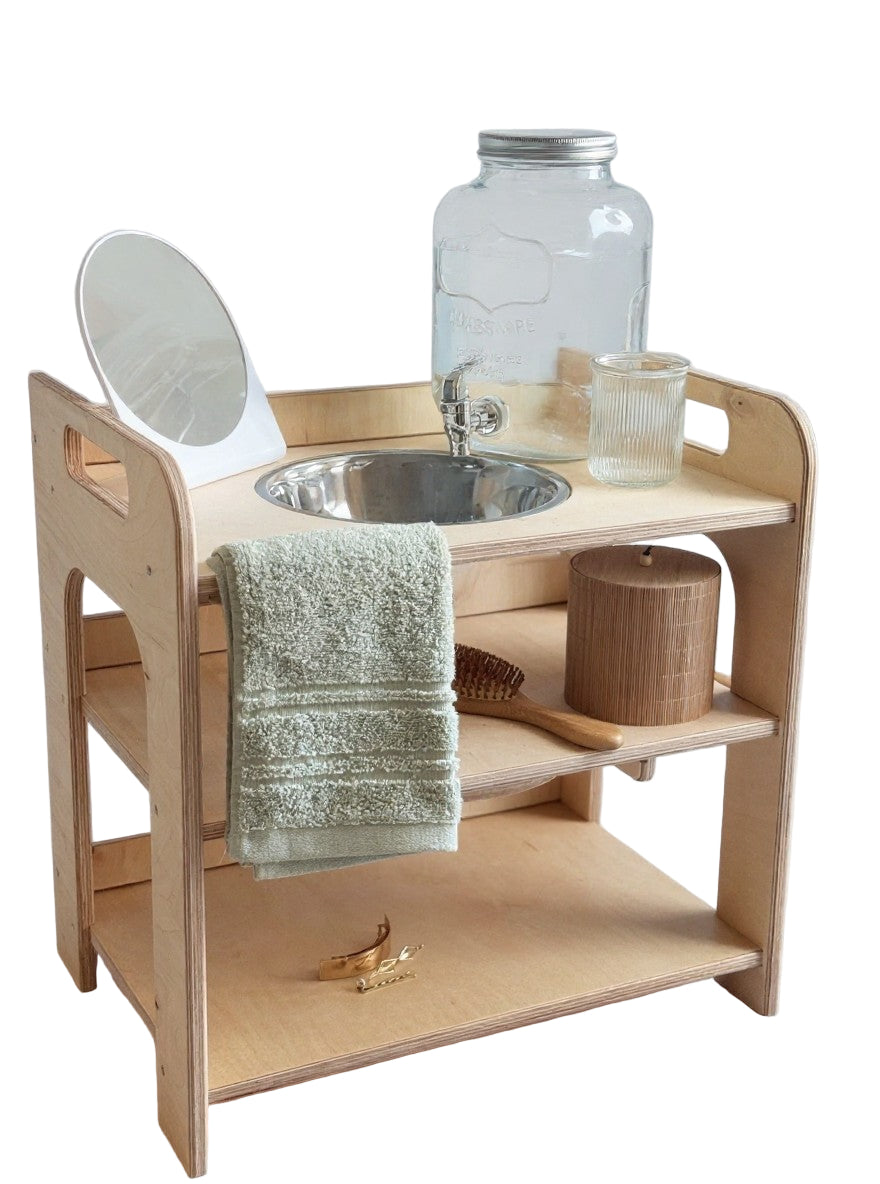 Small Single Montessori Wash Station with Lid