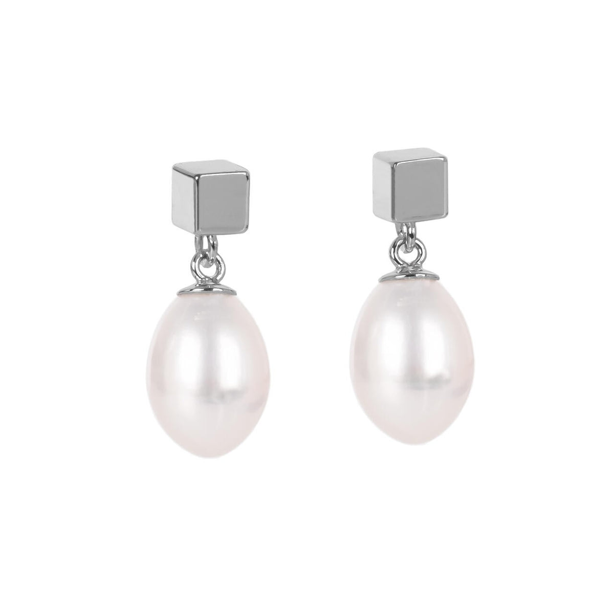 Solid Pearl Drop Earrings - Rose Gold and Silver