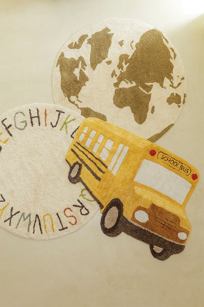 Washable School Bus Cotton Rug, 130 x 90 cm
